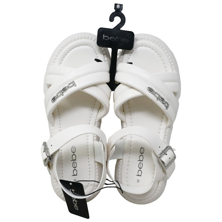 Womens White Platform Backstrap Sandals C/P 12 BEBE