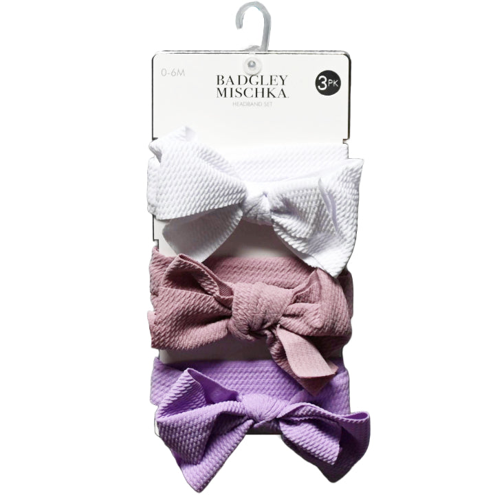 3pc Knot Headbands -White & Gray & Mauve C/P 72