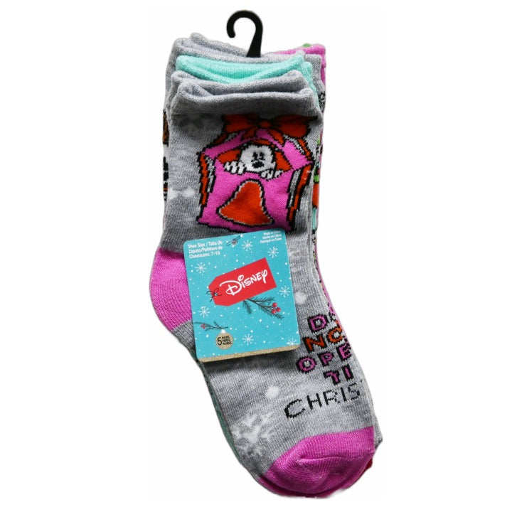 5pk MINNIE MOUSE MERRY FRIENDS CREW SOCKS SIZE 4-6 C/P 60