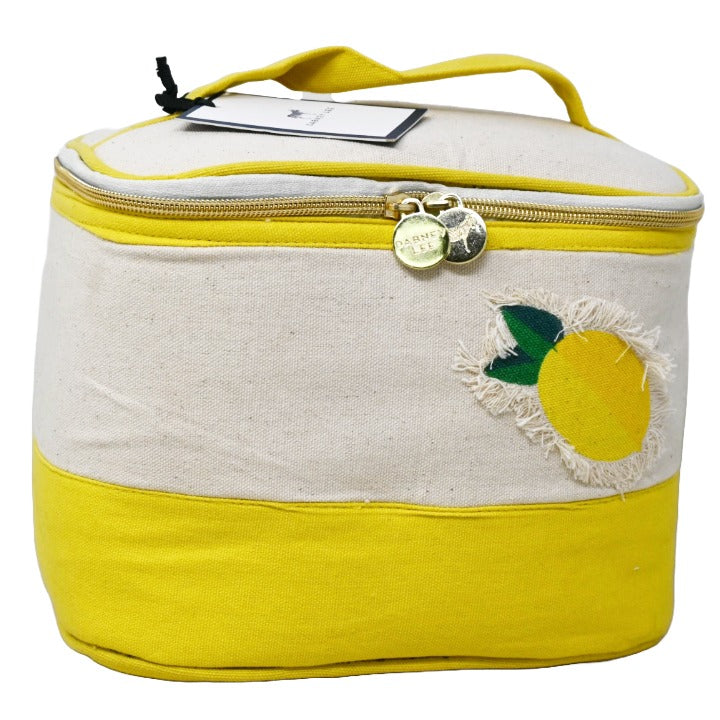 *OUTSIDE OF CA* NATURAL/YELLOW LEMON APPLIQUE TRAIN CASE DABNEY LEE C/P 18