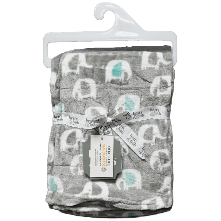 30"x40" GREY FLANNEL ELEPHANT PRINTED BLANKET C/P 24