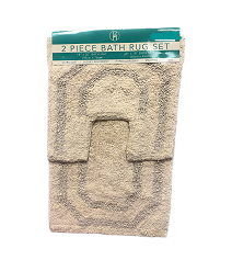 2pc FLORENCE IVORY BATH MAT SET C/P 12