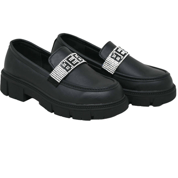 BEBE BLACK GIRLS CHUNKY LOAFER ASST SIZE C/P 12