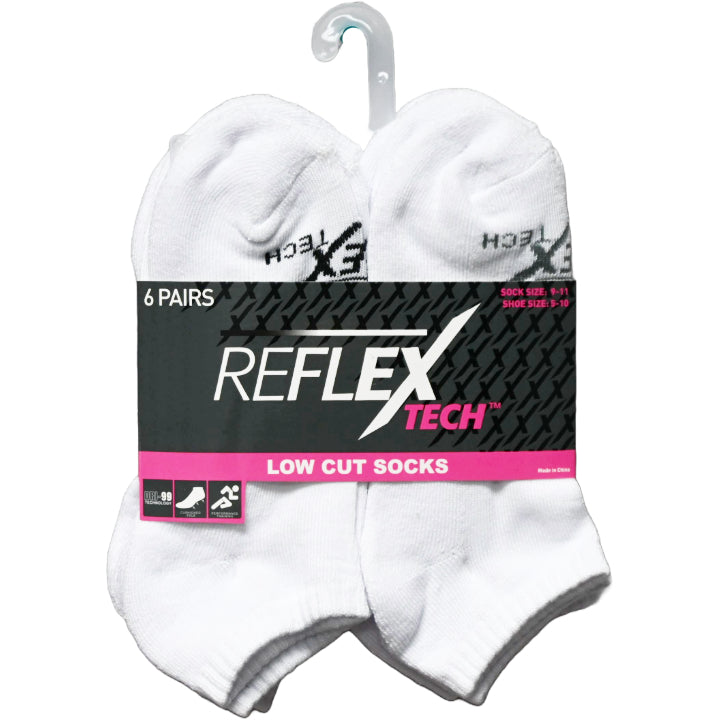 6pk LADIES WHITE CUSHIONED LOW CUT SOCKS SIZE 9-11 C/P 36