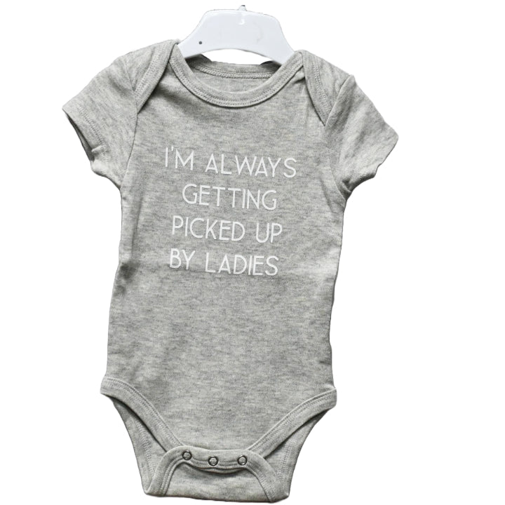 0-3 Month Gray Onesie- Picked Up By Ladies C/P 48