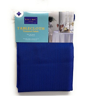 70" ROUND BLUE POLYESTER WATERPROOF TABLE CLOTH C/P 12