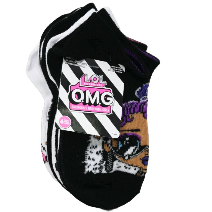 6pk GIRLS LOL OMG BE BOLD NS SOCKS SIZE 4-6 C/P 30