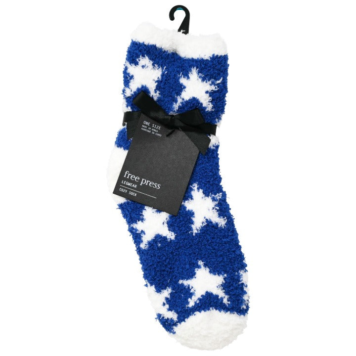 *NO USA* Ladies 9-11 BLUE 2pk Stars Butter Socks C/P 60
