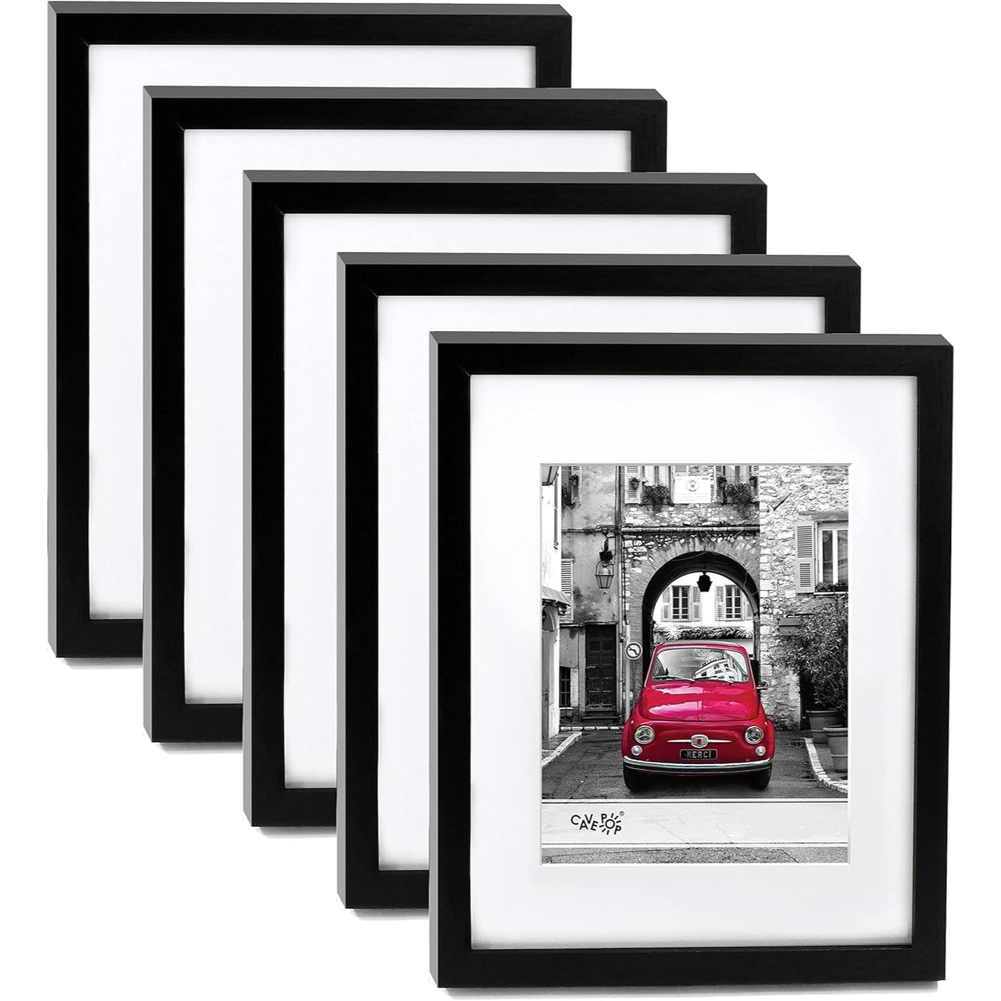 5PK 8"x10" BLACK PVC FRAME FOR 5"x7" PHOTOS C/P 5
