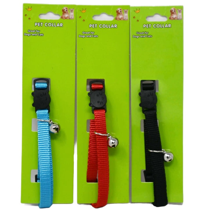 Asst Sm Collar Solid Color w/Bell (Cat or Small Dog) C/P 24