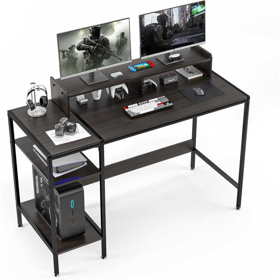 Dk Brn Desk MDF with Metal Legs 46.5"x19.5"x29"h (No UPC, FNSKU Only) C/P 1