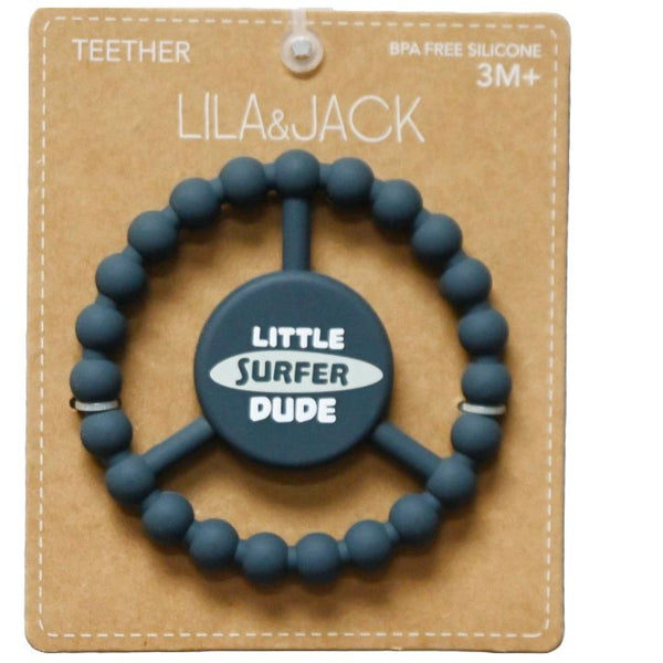 1pc Silicone Peace Teether - Navy "Little Surfer Dude" C/P 100