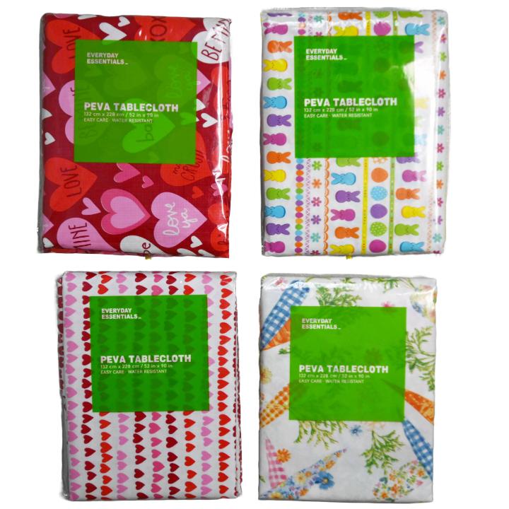 PEVA TABLECLOTH ASST SIZE/PRINTS AS IS C/P 48