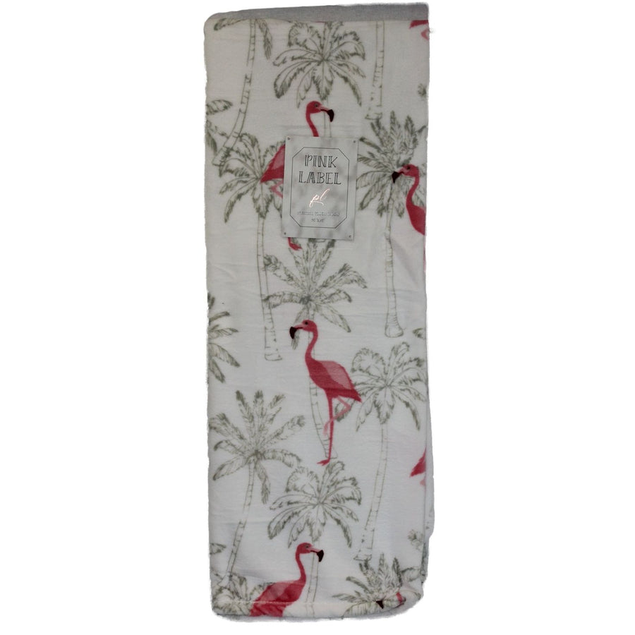 50"x70" FLAMINGO PRINT FLANNEL PLUSH THROW C/P 6
