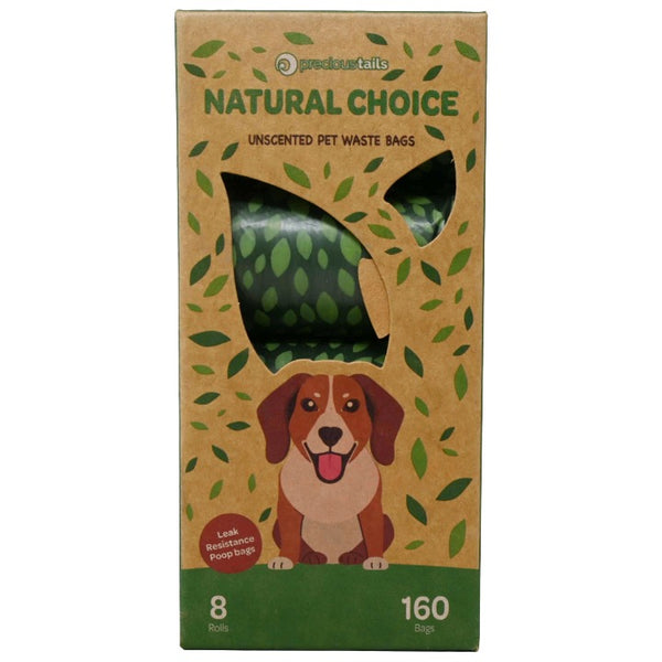 160ct Unscented Pet Waste Bags (8-Rolls) Precious Tails C/P 24