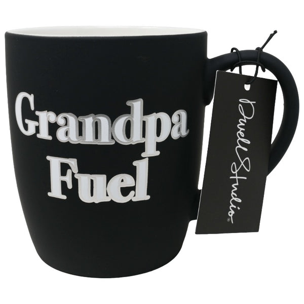 CERAMIC BLACK GRANDPA FUEL SOFT TOUCH MUG DWELL STUDIO C/P 24