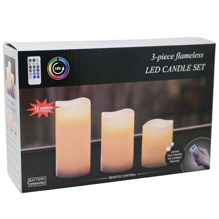 3pc LED CANDLE- 12 CHANGEABLE COLORS C/P 12