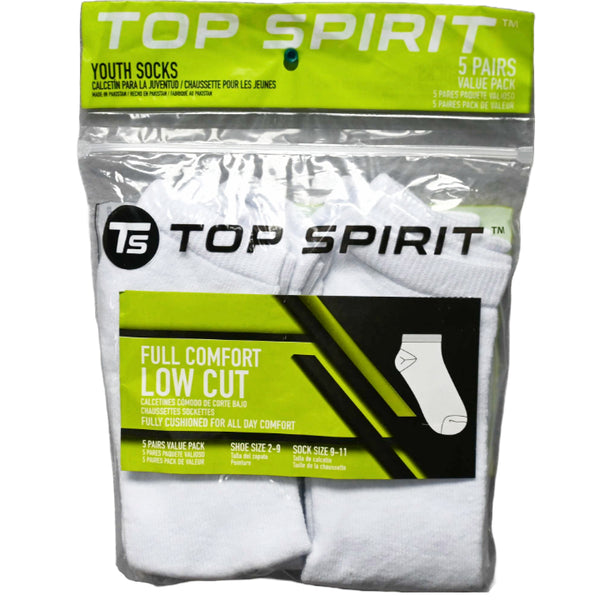 5pk MED. WHITE FULL CUSHIONED LOW CUT SOCKS C/P 30