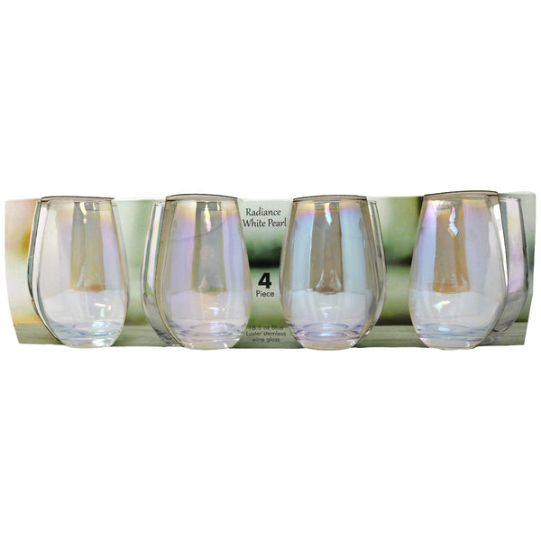4pc Luster Stemless Wine Set Color Box C/P 6