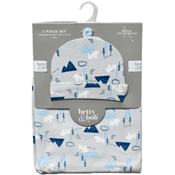 30"x40" 0-6m IAN SWADDLE BLANKET W/HAT C/P 48