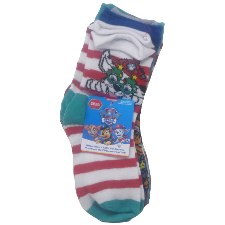5pk PAW PATROL COOL CHRISTMAS CREW SOCKS C/P 60