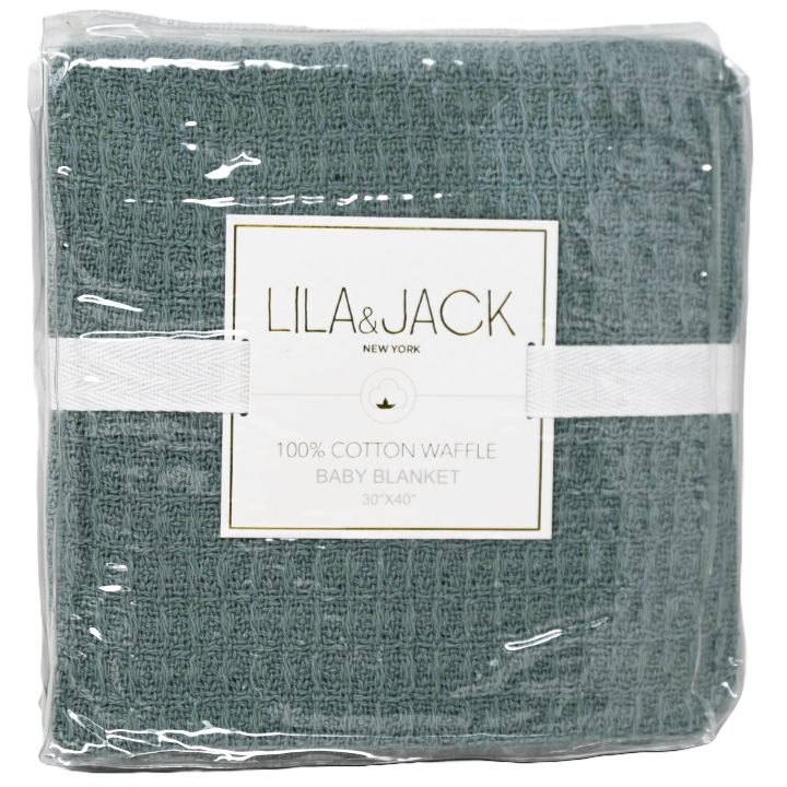 1pc 30x40" Cotton Waffle Blanket - Green C/P 48