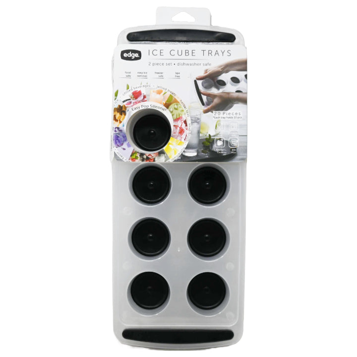 Edge 2pk Silicone Ice Cube Tray Jumbo Round Black C/P 12