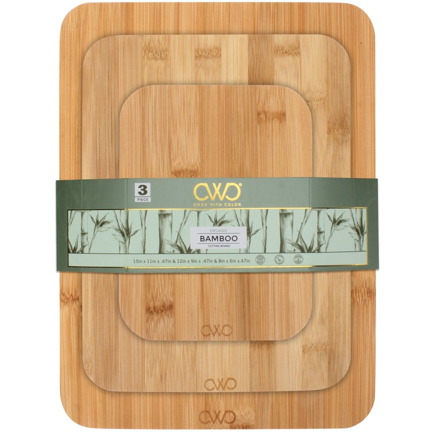 3pc ASST SIZE BAMBOO CUTTING BOARD SET C/P 6