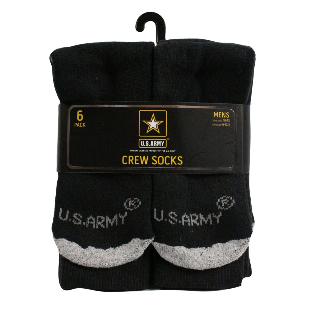 6pk US ARMY BLACK CREW SOCKS C/P 36