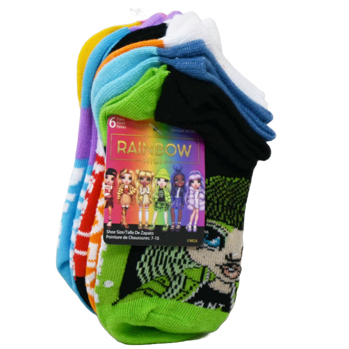 6pk RAINBOW HIGH MAGIC NS SOCKS SIZE 4-6 C/P 30