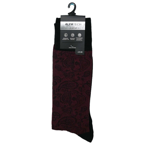 *NO USA* Mens 10-13 BURGUNDY 1 pair ALFANI DRESS SOCKS C/P 180