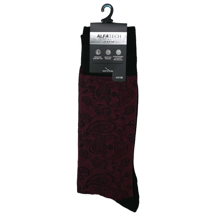 *NO USA* Mens 10-13 BURGUNDY 1 pair ALFANI DRESS SOCKS C/P 180