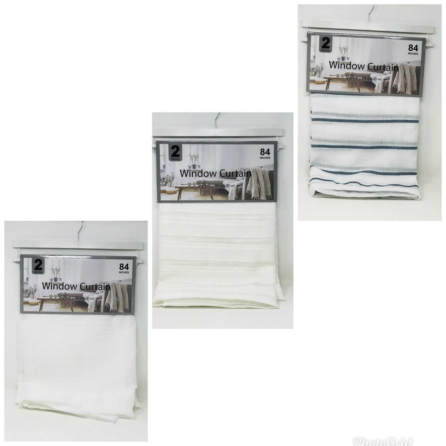 2PK STOCK JACQUARD SHEER PANEL PAIR CURTAIN C/P 12