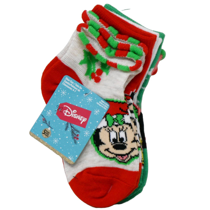 5pk 2T-4T MINNIE MOUSE MERRY QTR SOCKS C/P 60