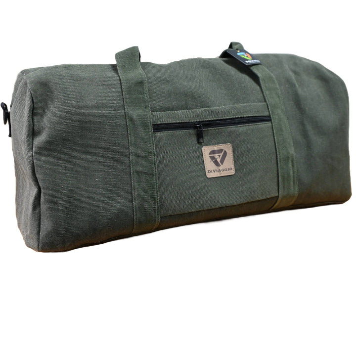 DIVIAGGIO OLIVE DUFFLE BAG W/TOP ZIPPER & FRONT POCKET C/P 12