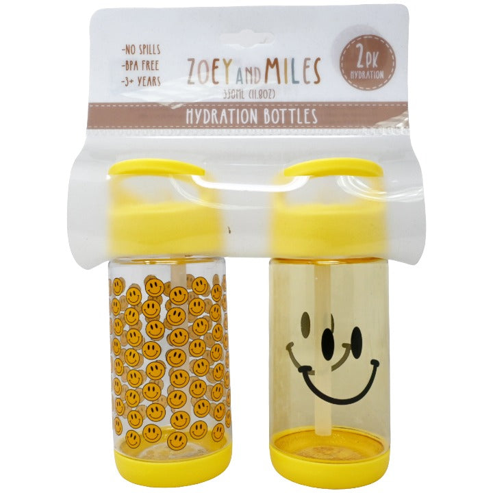Kids 2pk Ylw Smiley Bottle C/P 12 Zoey & Miles