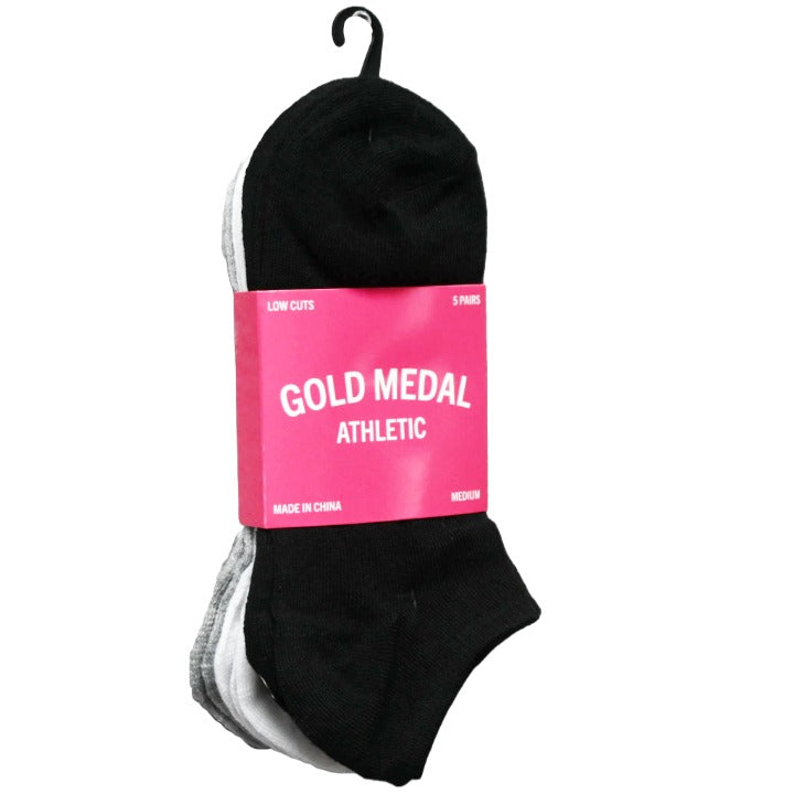 5pk MED. WOMEN ASST LOW CUT SOCKS C/P 48 GOLD MEDAL INTERNATIONAL