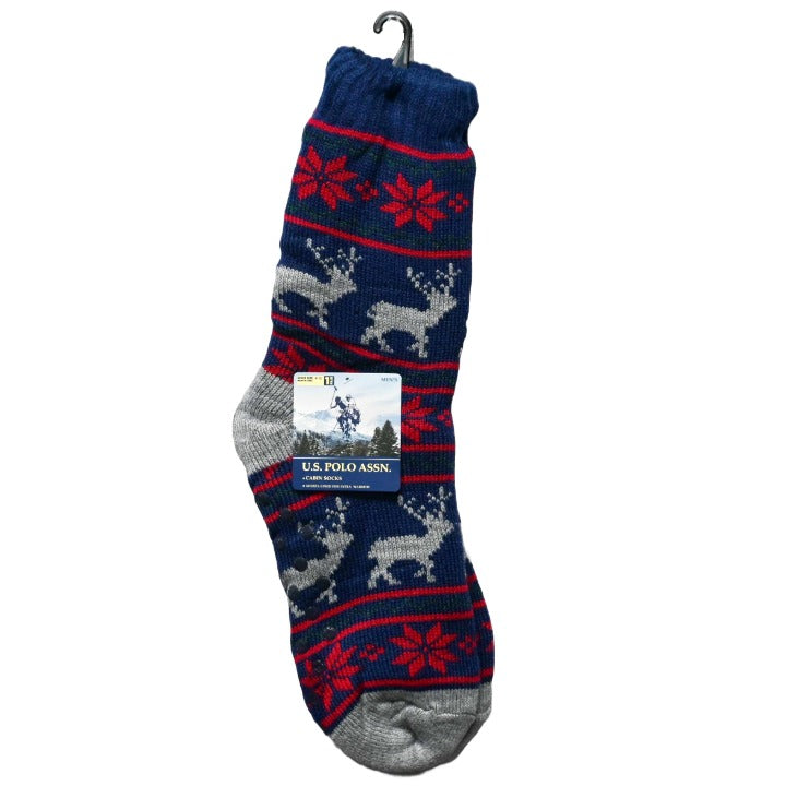 MENS 1PK S.CABIN CREW SOCKS 10-13 RED GRAY PLAID DEER C/P 48