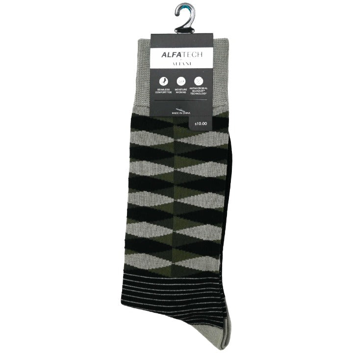 *NO USA* Mens 10-13 OLIVE 1 pair ALFANI SINGLE PRINTED DRESS SOCKS C/P 180