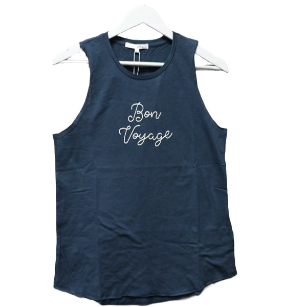 Extra Large Navy Embroidery Tank- Bon Voyage C/P 72