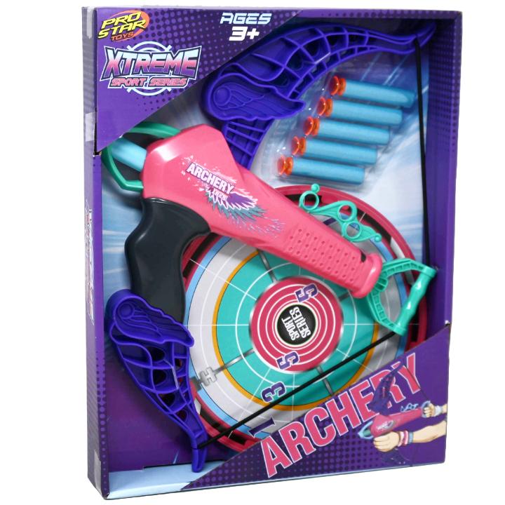 Pink Bow And Arrow Dart Launcher W/Darts And Targets Set C/P 24