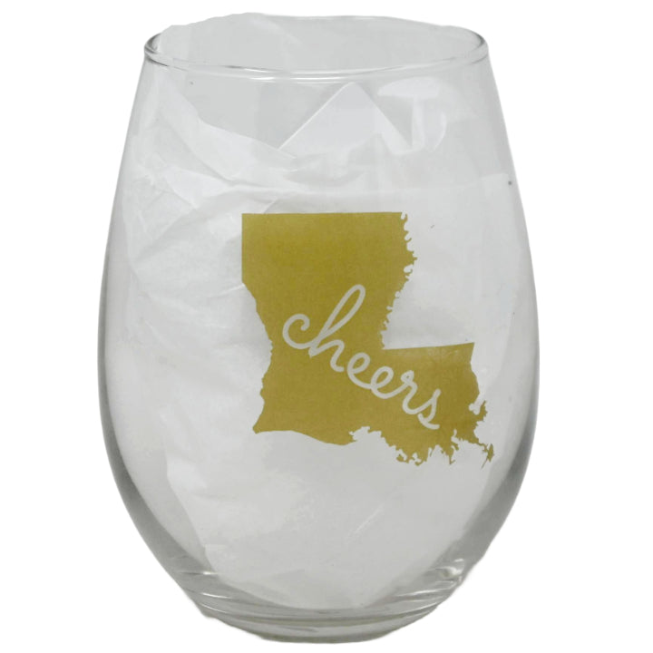Stemless State Wine Glass- Louisiana C/P 24