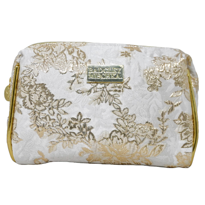 JACQUARD TRIANGLE WEDGE W/METALLIC GOLD PU PIPING COSMETIC BAG BADGLEY MISCHKA C/P 36