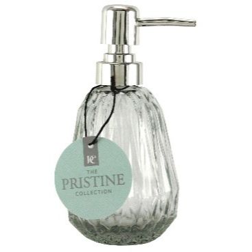 9oz Glass Soap Dispenser Clear with Chrome Pump C/P 12