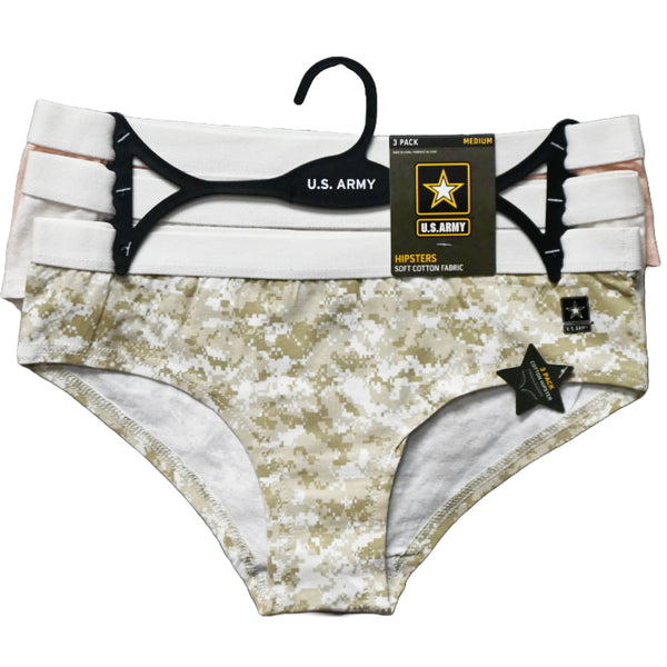 3pk WOMEN ARMY PRINTED COTTON HIPSTER ASST SIZE C/P 36