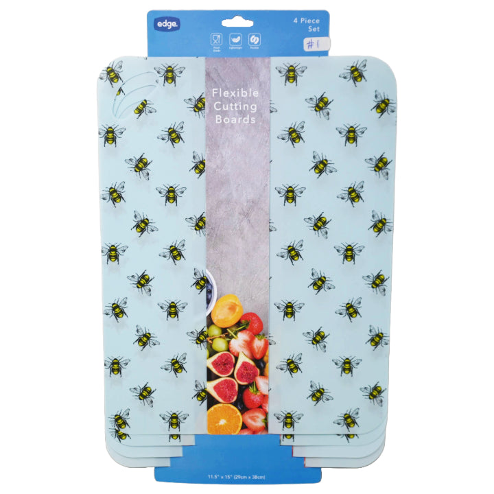 Edge 4pc Large Flexible Cutting Board Set Bees C/P 24