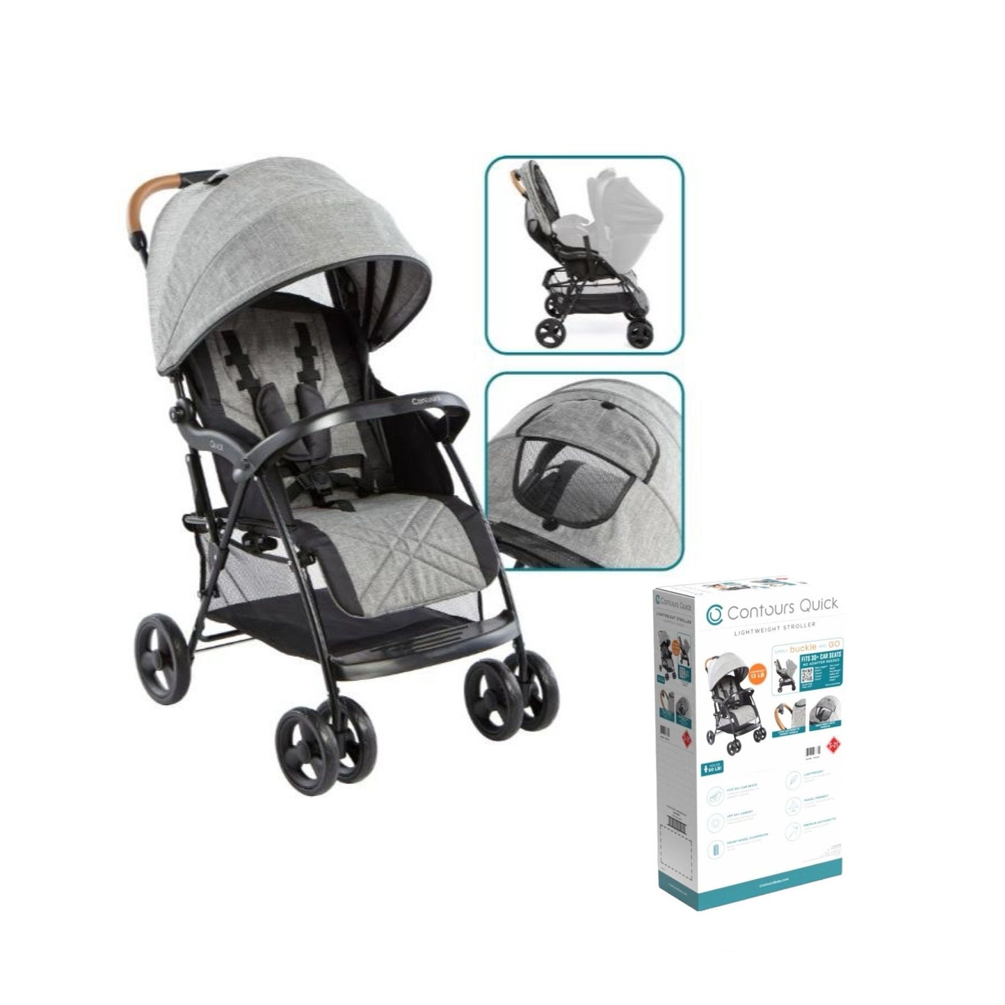 CONTOURS GRAY QUICK LIGHTWEIGHT STROLLER C/P 1