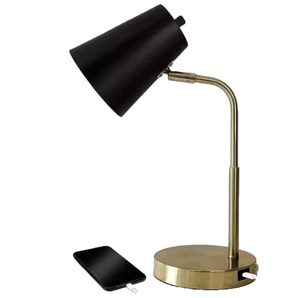DESK LAMP BRASS W/BLACK SHADE C/P 1