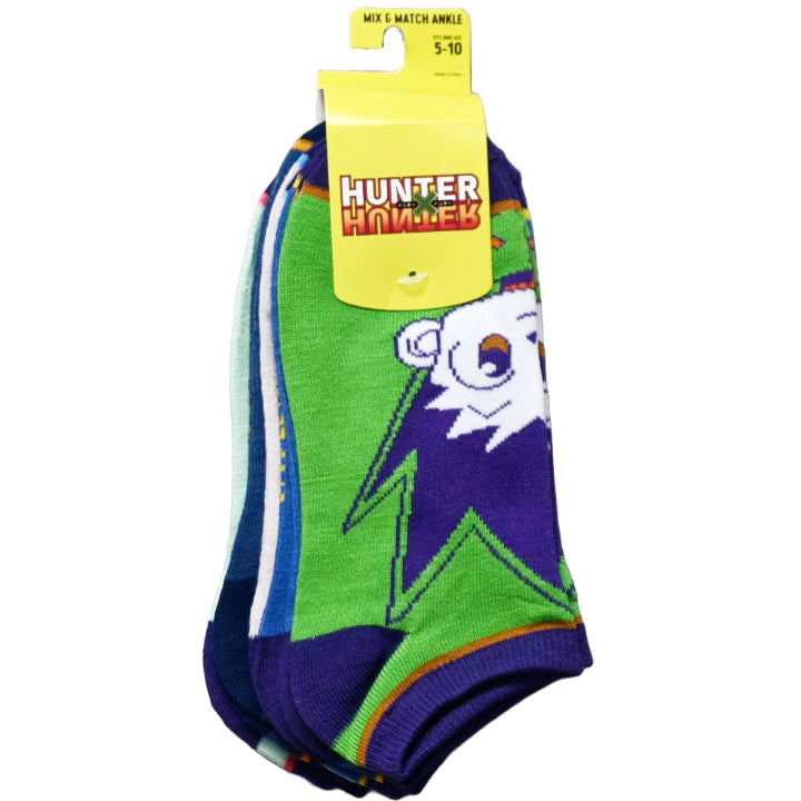 5pk WOMEN HUNTER X HUNTER CHIBI CHARACTER ANKLE SOCKS SIZE 9-11 C/P 50