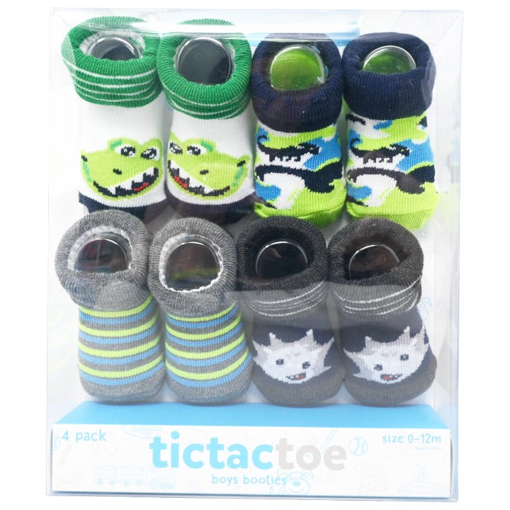 4pk Green Boys Booties C/P 30 tictactoe TTT130389